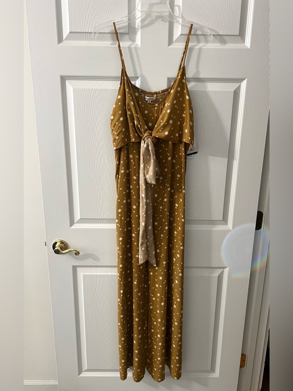 Rip Curl Mustard Patterned Flowy Tie-Front Jumpsuit